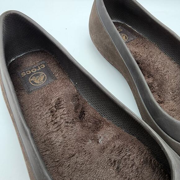 Crocs Mammoth Flats Womens Size 8 Brown Ballet Fur Lined Slip On Casual Neutral - Picture 7 of 10